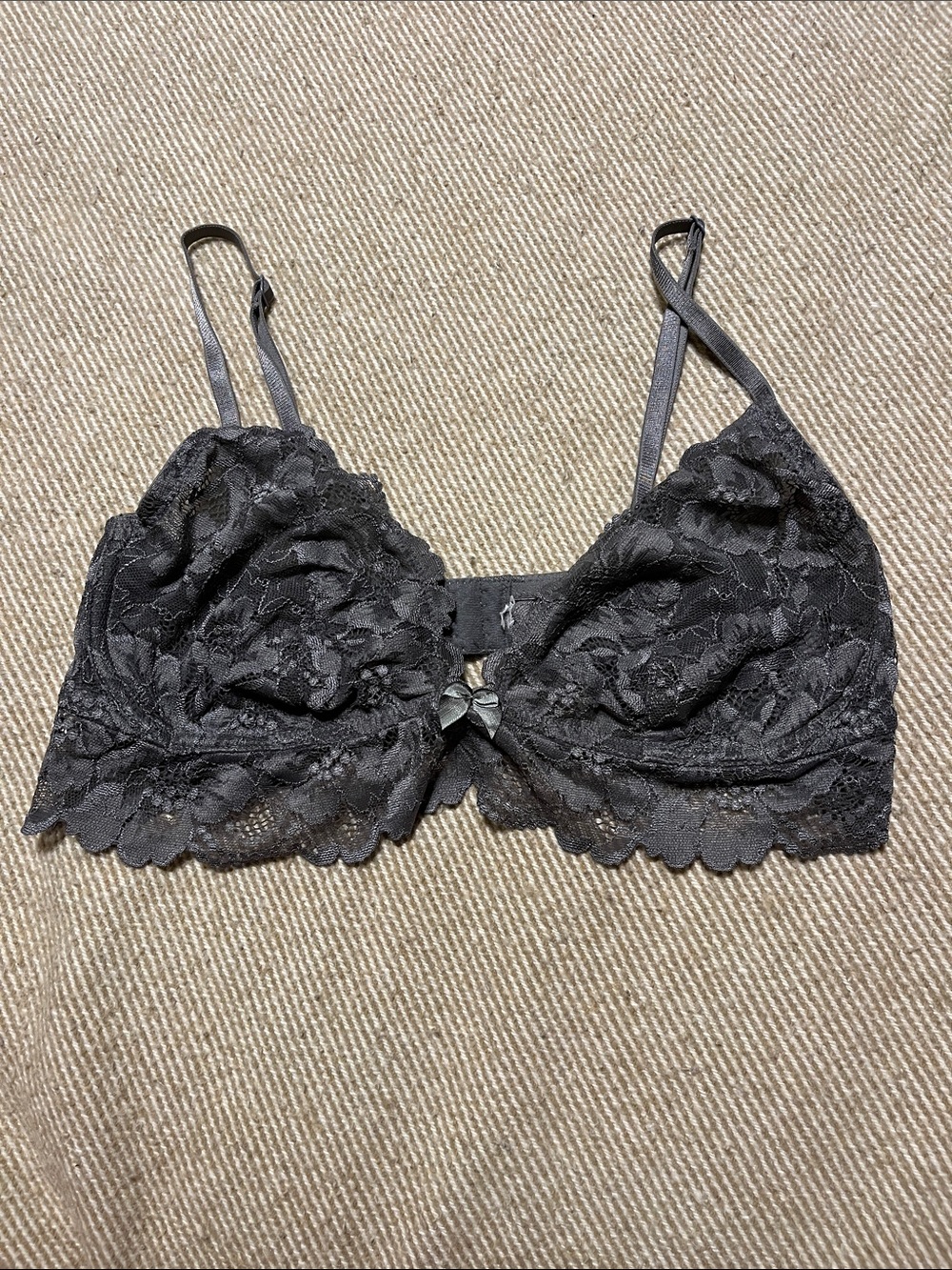 aerie Black Lace Bralette with Center Bow - Women's Intimates